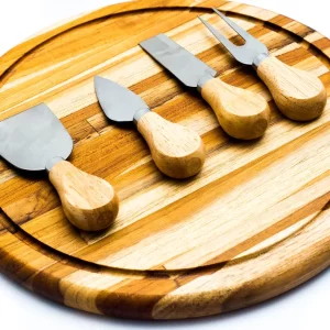 Kit Tábua Queijos E Frios + Espátula Queijo 4 Peças Gourmet