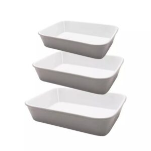Conjunto De 3 Travessas Refratária Bake Cool Grey
