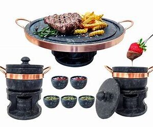 Kit Fondue 23 Cm+ 2 Fondue De Pedra Sabão 500 Ml+ 5 Ramekin
