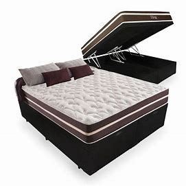 Cama Box King Preto Com Base Baú Preto Classic Anjos