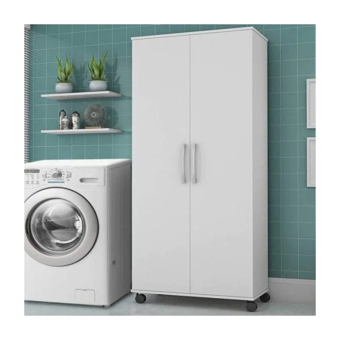 Armário Multiuso 2 Portas com Rodízios Arezzo J&a Móveis Cozinha e Lavanderia Branco