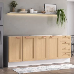 Cozinha Modulada 2 Peças Sem Tampo 2 Balcões Arizona Cabecasa MadeiraMadeira Figueira